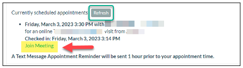 You may need to click on Refresh if you need to update the page to see the ‘Join Meeting’ link
